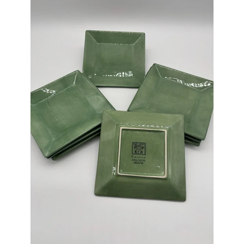 Corsica Dinnerware Set of 8‎ Green Square Salad Plates Stoneware
